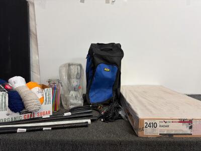 USG Radar 2410 Acoustical Ceiling Panels, NorthPak Duffel Bag, Box Of Yarn, Cords, And More
