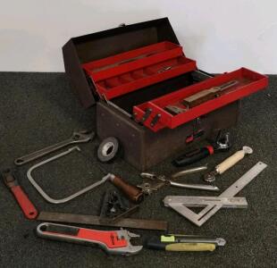 Waterloo Metal Cantilever Toolbox with Stanley, Crescent, Hyde Tools, 30+ Hand Tools & Trays