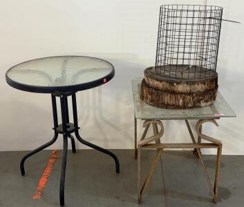 Outdoor Patio Tables With Glass Tops And Wood Slices &ndash; Round And Square Designs