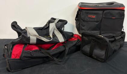 Travel Gear Duffel, Champion Wheeled Duffel, Titan Cooler, Pet Carrier - Lot of 4 Assorted Bags