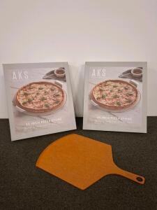 AKS 15 Inch Pizza Stone Set With Stainless Steel Tray & Epicurean Pizza Peel, Oven & Grill Safe