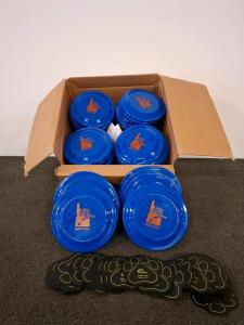 Blue Idaho Priority Prescriptions Branded Flying Discs & Rubber Paw Print Coasters, 24+ Qty, New