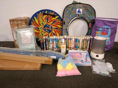 Disney VHS Collection, Homvana Humidifier, Play Hut Tent, Craft Kits & Nursery, Stich Area Rug, And More