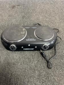Farberware Electric Double Burner Hot Plate, 1,500W, Dual Controls, Portable, Black (Does Turn On And Heat Up)