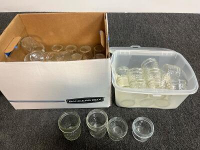 Assorted Ball & Unbranded Glass Jelly/Mason Jars, 4Oz/8Oz, Quilted & Plain, Approx. 28 Pcs