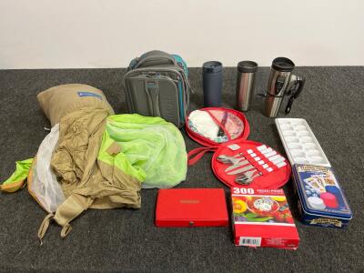 Jansport Tent, Titan Cooler, Thermos Mugs, Camping Gear, And More