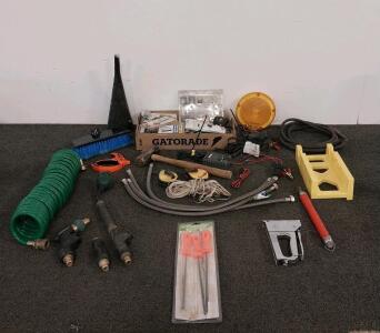 Assortment Of Tools: Craftsman Bit Set, Hand Tools, Hardware, Hoses, Accessories, & More