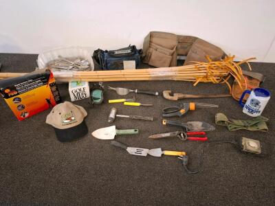 Miscellaneous Lot: Garden Tools, Dallas Cowboys Mug, No Ladder Pro Clips, Novelty Items
