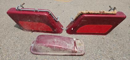 Vintage Motorcycle Hard Saddlebags and Top Trunk Set (Maroon, Fiberglass, 1970s-80s)