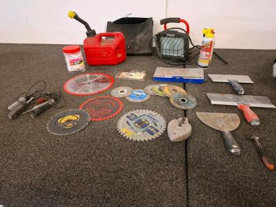Large Workshop Tool & Accessory Lot &ndash; Circular Saw Blades, Socket Set, Work Light , Hand Tools