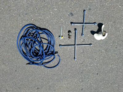 Lot of 2 Cross Lug Wrenches, 3/8" 250 PSI Blue Hose, Draw-Tite 2" Hitch Ball, 3-Blade Propeller