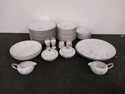 Mikasa Fine China Rosina 8296 Dinnerware Set, 56 Pieces, Pink Floral Design, Circa 1964