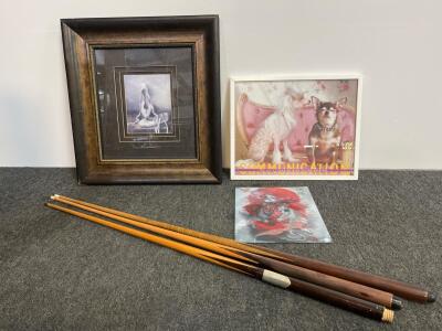 Framed Wall Art Prints And Posters, Set Of 4, Mixed Subjects And Frames, 3 pool que&rsquo;s