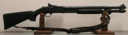 Mossberg 590 12 Gauge Pump Shotgun, 20" Barrel, Ghost Ring Sights, Hogue Forend, Side Saddle