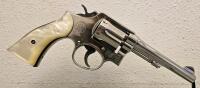 Smith & Wesson Model 10-5 Nickel .38 Special 6" Revolver, Detroit Police, Pearl Grips, SN D365267