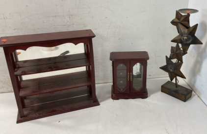 Display Shelf, Jewelry Box & Candle Holder