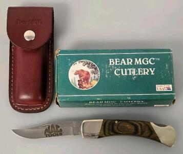 Bear MGC PKLB297Z 5" Lockback Knife With Zebrawood Handle And MAC Tools Branding