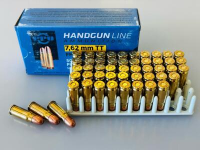 PPU 7.62MM TT Tokarev Handgun Line, FMJ, 85Gr, Brass Case, 50 Rounds, Non-Corrosive