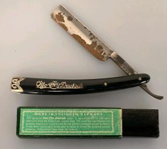 Otto Deutsch Hans Straight Razor, 6/8" Full Hollow, Solingen Germany, Original Box, c. 1930s&ndash;50s