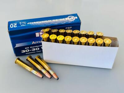 PPU 30-30 Winchester 150Gr FSP Ammunition &ndash; 20 Rounds, Brass Case, Full Box