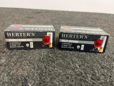 Herter&rsquo;s Select Defense 12 Gauge 2 3/4" Double Round Ball & Multi-Defense - 10rd Boxes, 1200/1300 fps