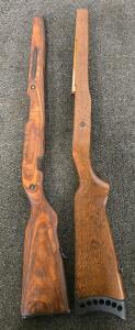 SKS Rifle Stocks, 1 Laminated & 1 Hardwood, Sling Swivels, Aftermarket Rubber Buttpad