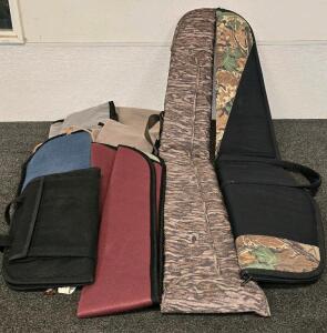 Lot of (7) Soft Rifle or Shotgun Cases and Range Bag, Various Lengths, Colors & Patterns