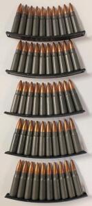 50 Rounds 7.62x39MM FMJ Steel Case Surplus Ammo On 10-Round Stripper Clips