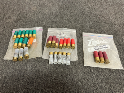 Assorted 12 Gauge Shotgun Shells: Wolf, Expert, Winchester, Collectible Brass Stamped