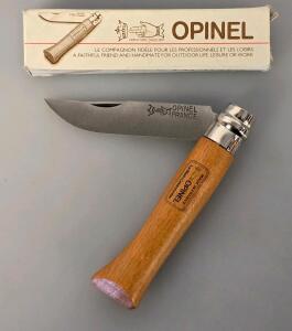 Opinel No. 8 Folding Pocket Knife, 3.28" Stainless Steel Blade, Beechwood Handle, Virobloc Lock