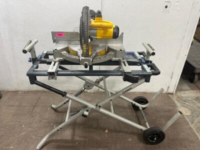 DeWalt 12" Sliding Compound Miter Saw w/ Kobalt Rolling Stand, 15A Motor, Dust Bag- item has been tested and works well.