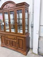 Traditional Wood China Cabinet with Glass Display Doors, 4 Shelves, Drawer, 84"x64"x18" - 3