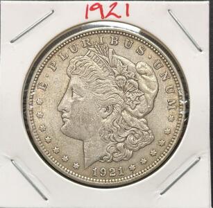 1921 Morgan Silver Dollar &ndash; Philadelphia Mint, 90% Silver, Classic US Coin, Fine to Very Fine Condition