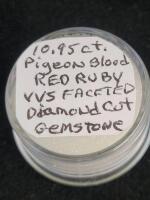 10.95ct Pigeon Blood Red Ruby Diamond Cut VVS Faceted Gemstone - 4