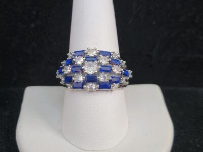 Blue & White Sapphire Ring, Size 9&frac12;