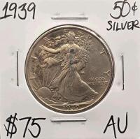 1939 AU Walking Liberty Half Dollar