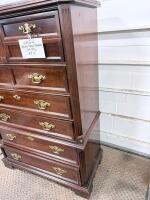 Traditional Cherry Wood 7-Drawer Tall Dresser with Brass Handles 38.75" H x 61.5" W x 20.25" D, part of a King size Cherry Wood - 3