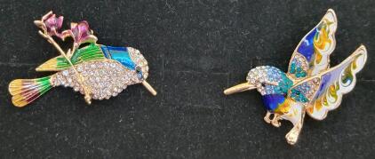 Pair of Beautiful Hummingbird Pins