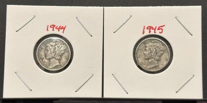 1944 and 1945 U.S. Mercury Dimes in Collector&rsquo;s Condition