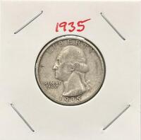 1935-D Washington Quarter 90% Silver, Denver Mint, Circulated, Key Collector Coin