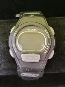Fossil Digital Wristwatch, 100M Water Resistance, Chronograph, Original Tin Box