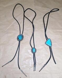 (3) Turquoise Bolo Ties