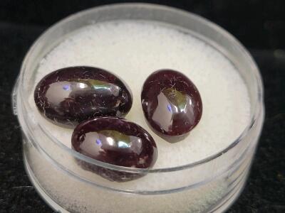 28.40ct Natural 3pc. Set Idaho Star Garnet Gemstone Cabochons