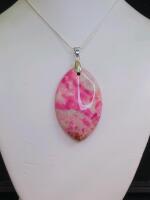 79.60ct Natural Peachblow Chrysanthemum Coral Olivary Pendant 24" Necklace