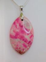 79.60ct Natural Peachblow Chrysanthemum Coral Olivary Pendant 24" Necklace - 3