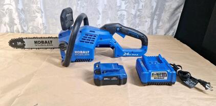 (1) Kobalt 24V Max 12" Cordless Chainsaw W/ (1) Battery & Charger