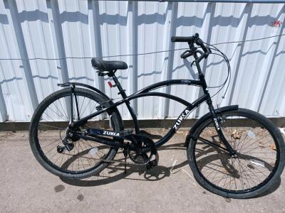 ZUKKA L887 26" 7-Speed Cruiser Bike, Steel Frame, Black, Front & Rear Fenders, Kickstand