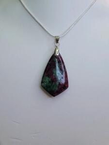 25.80ct Natural Red Ruby in Fuchsite Gemstone Pendant 24" Necklace