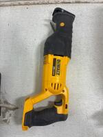 LIVOWALNY brand cordless chainsaw designed to be powered by DeWalt 20V Batteries, DeWalt 20v battery with charger. DEWALT 20V MAX Cordless Reciprocating Saw, model DCS380B, Blade,Safety face shield and hand made clip point knife. All tested and work - 2