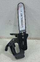 LIVOWALNY brand cordless chainsaw designed to be powered by DeWalt 20V Batteries, DeWalt 20v battery with charger. DEWALT 20V MAX Cordless Reciprocating Saw, model DCS380B, Blade,Safety face shield and hand made clip point knife. All tested and work - 12